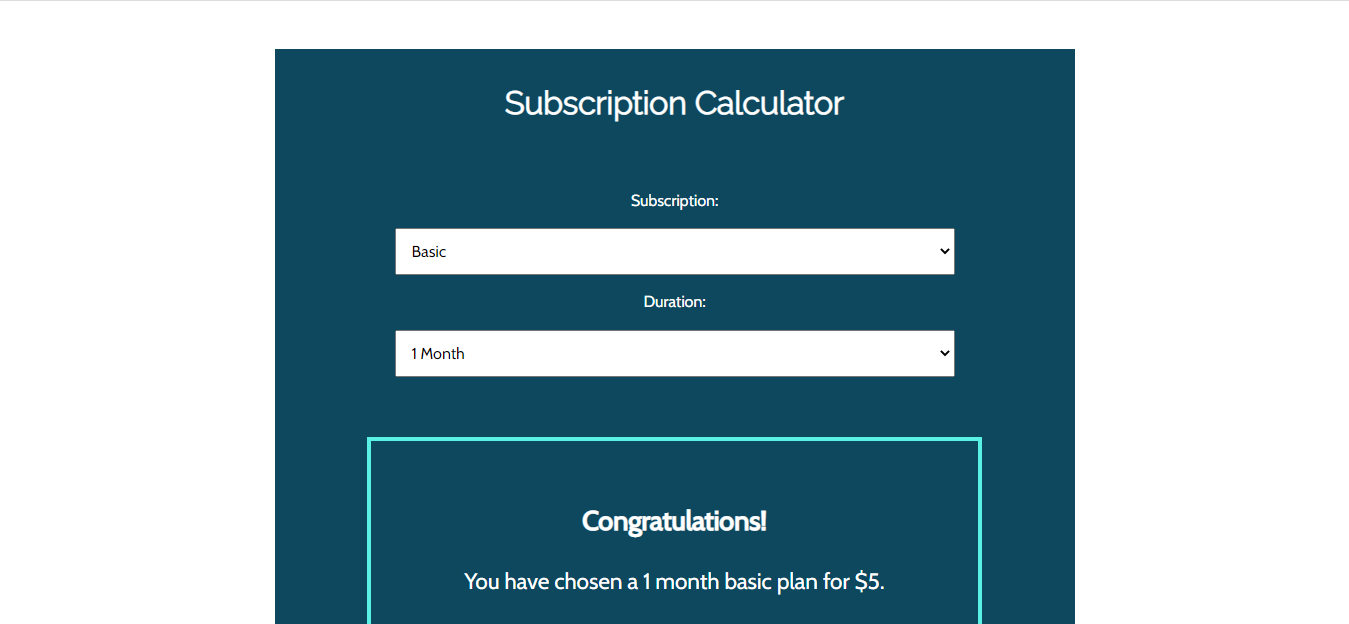 Subscription Calculator